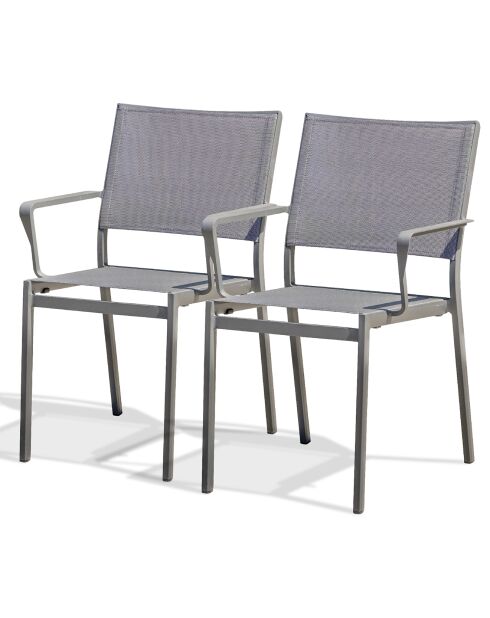2 fauteuils de jardin stockholm-ft empilables gris anthracite - 56x59x84 cm
