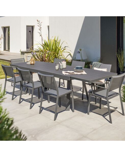 2 fauteuils de jardin stockholm-ft empilables gris anthracite - 56x59x84 cm