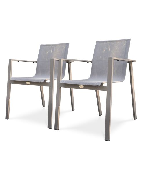 2 Chaises de jardin zahara-ft empilables taupe - 58x58x84 cm