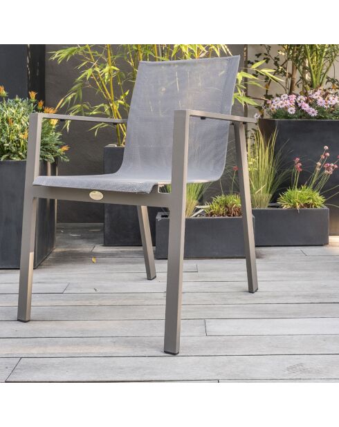 2 Chaises de jardin zahara-ft empilables taupe - 58x58x84 cm