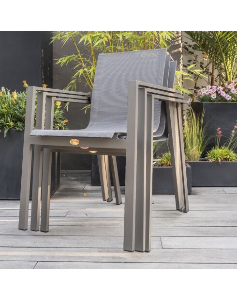 2 Chaises de jardin zahara-ft empilables taupe - 58x58x84 cm
