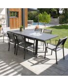 Gartenset Stockholm-TB225-ALU Tisch + 4 Stühle +2 Sessel Stockholm Anthrazitgrau
