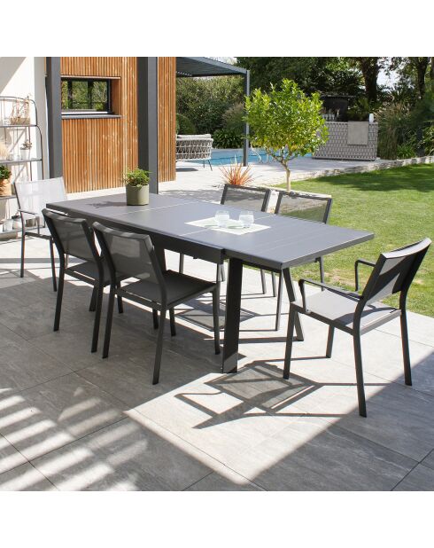 Gartenset Stockholm-TB225-ALU Tisch + 4 Stühle +2 Sessel Stockholm Anthrazitgrau