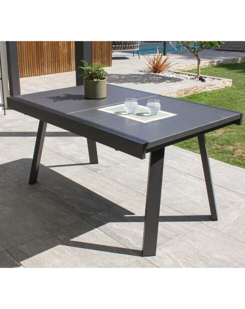 Gartenset Stockholm-TB225-ALU Tisch + 4 Stühle +2 Sessel Stockholm Anthrazitgrau