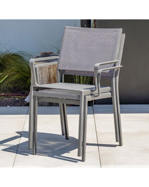 Gartenset Stockholm-TB225-ALU Tisch + 4 Stühle +2 Sessel Stockholm Anthrazitgrau