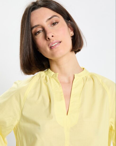 Chemise Col V en Coton Bio jaune