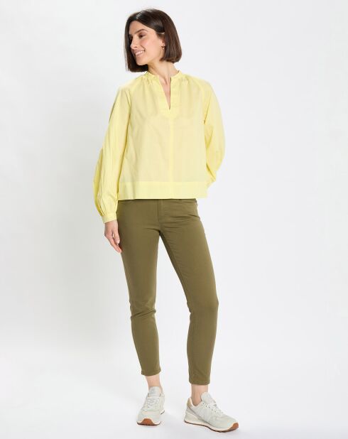 Chemise Col V en Coton Bio jaune