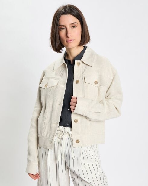 Veste en Lin mélangé Cropped gris clair