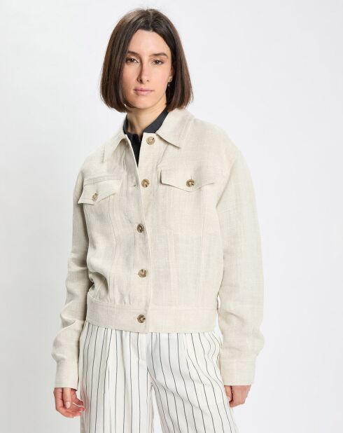 Veste en Lin mélangé Cropped gris clair