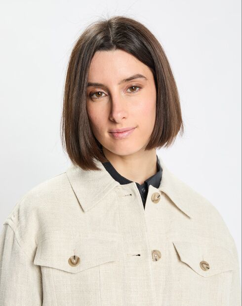 Veste en Lin mélangé Cropped gris clair