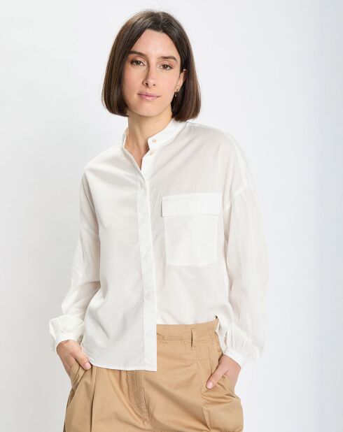 Chemise Col Mao Poche blanche