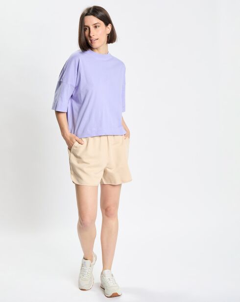 Short en Coton & Lin taille élastique boxe beige