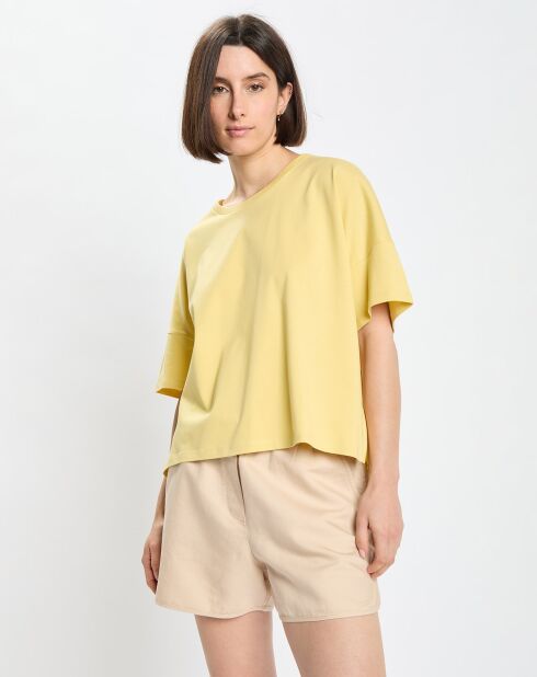 T-Shirt en Coton bio oversize Col rond jaune