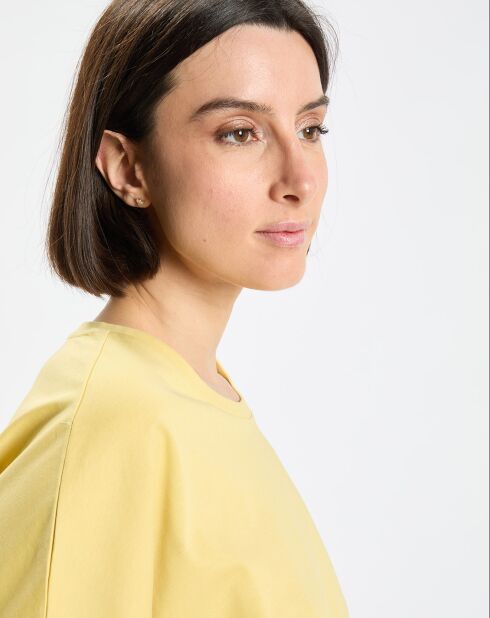 T-Shirt en Coton bio oversize Col rond jaune