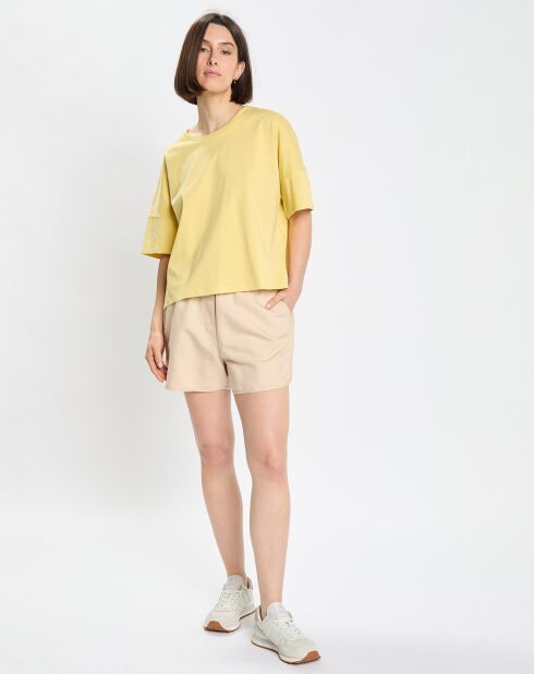 T-Shirt en Coton bio oversize Col rond jaune
