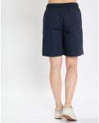 Short popeline taille élastique bleu marine