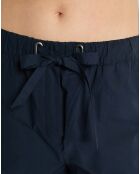 Short popeline taille élastique bleu marine