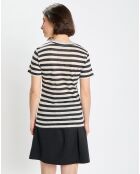 T-Shirt 100% Lin rayé marine/blanc