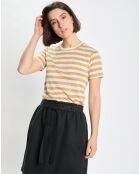 T-Shirt 100% Lin rayé beige/blanc
