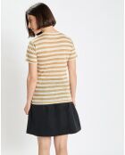 T-Shirt 100% Lin rayé beige/blanc