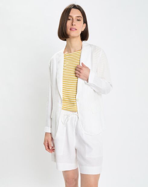 Blazer 100% Lin 1 bouton blanc