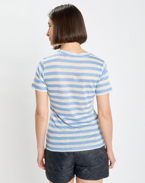 T-Shirt 100% Lin rayé bleu/blanc