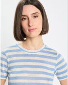 T-Shirt 100% Lin rayé bleu/blanc