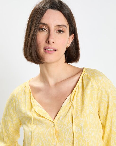 Chemise imprimé floral jaune