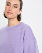 T-Shirt gaufré manches 3/4 Boxy violet clair