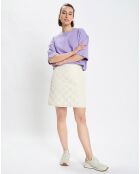 T-Shirt gaufré manches 3/4 Boxy violet clair