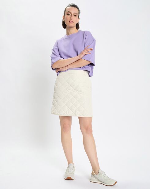T-Shirt gaufré manches 3/4 Boxy violet clair