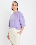 T-Shirt gaufré manches 3/4 Boxy violet clair