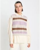 Pull sans manches 100% Laine Tricot multicolore