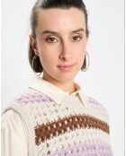 Pull sans manches 100% Laine Tricot multicolore