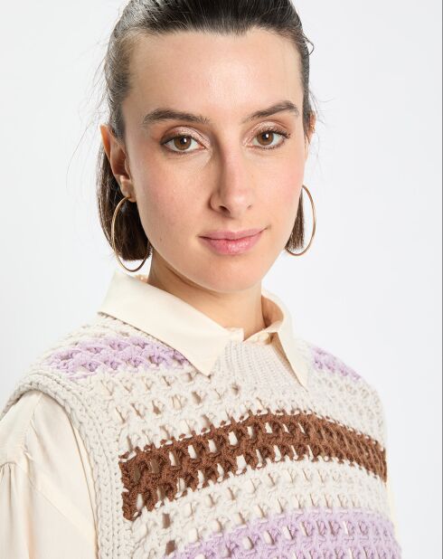 Pull sans manches 100% Laine Tricot multicolore