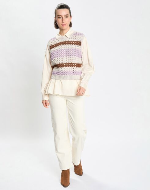 Pull sans manches 100% Laine Tricot multicolore