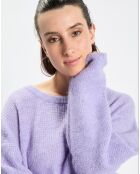 Pull en Alpaga & Laine mélangés gaufré violet clair