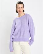 Pull en Alpaga & Laine mélangés gaufré violet clair