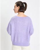 Pull en Alpaga & Laine mélangés gaufré violet clair