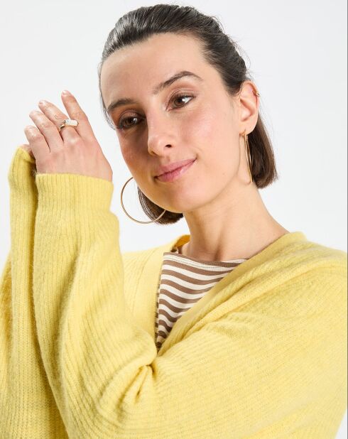 Gilet en Alpaga & Laine mélangés 3 Boutons jaune