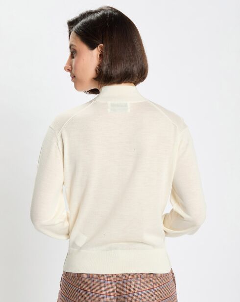 Pull 100% Laine vierge Col montant écru