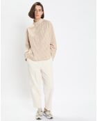 Pantalon en Twill de Coton mélangé Barrel écru