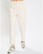 Pantalon en Twill de Coton mélangé Barrel écru