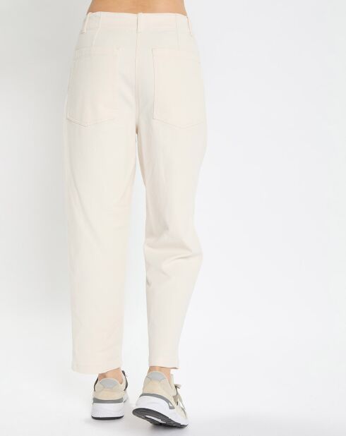 Pantalon en Twill de Coton mélangé Barrel écru