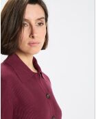 Cardigan col polo rouge foncé