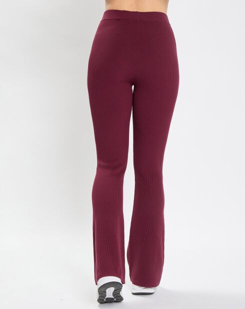 Pantalon flare côtelé rouge foncé