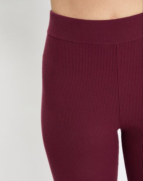 Pantalon flare côtelé rouge foncé