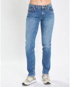 Jean droit en Coton extensible Alby bleu moyen