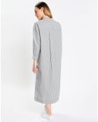 Robe Chemise Col Mao Rayée Kl gris/blanc