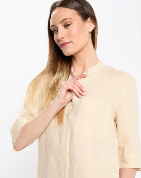 Tunique 100% Lin col mao beige